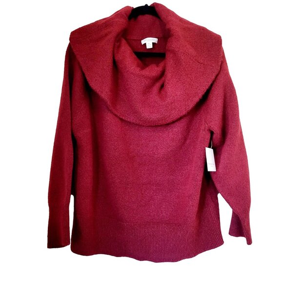 BeachLunchLounge BLL Priscilla Sweater - Long Sleeve Cowl Neck - Wine Red - XL - Picture 2 of 7